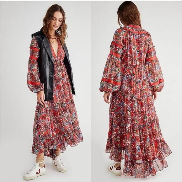 NWT Free People Cassis Floral Maxi Dress - Picture 7 of 8